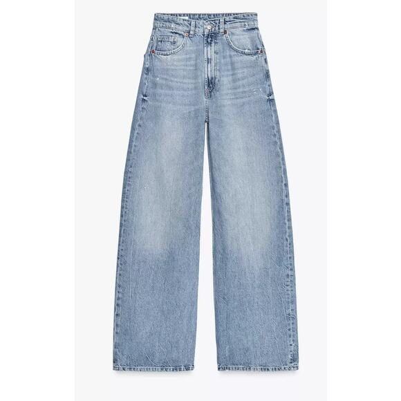 Zara Denim - Zara High Rise extra wide-leg blue jeans size 12